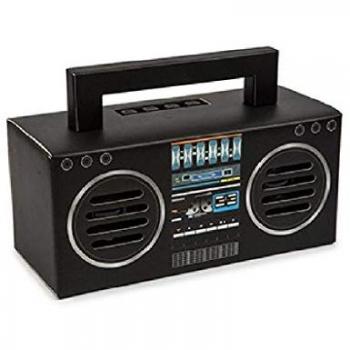 Despertador Analógico Azul Timemark y Altavoz Bluetooth Diseño Radio Casette Negro Kooltech