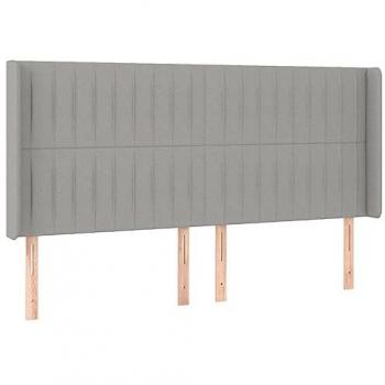 Cabecero con orejas de tela gris claro 163x16x118/128 cm