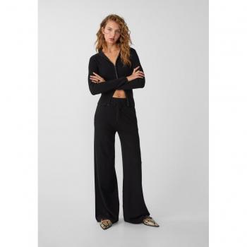Stradivarius Relaxed Fit Knit Trousers - Black Size S