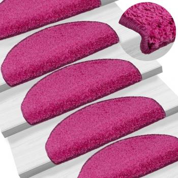Alfombras de peldaños de escalera 15 uds rosa 65x21x4 cm