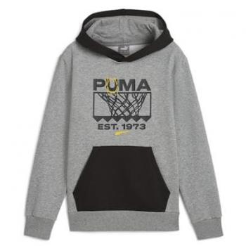 Sudadera con capucha Puma Basketball Winnings para niño, gris medio, 16 años, casual, deportivo y sostenible