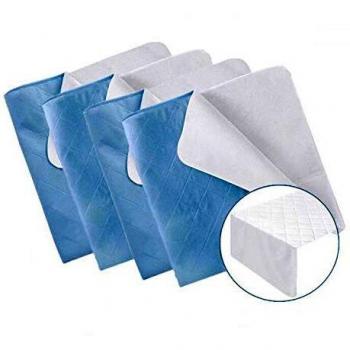 Amazon Brand - Umi Colchón Protector Impermeable con Alas Almohadillas Reusables Lavables Incontinencia Patrón Cuadrado Adultos Bebes y Niños - 4 Pcs-86 x 132 cm