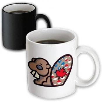 Mensuk mug_116146_4 Cute American Canadian Beaver Nationality Pride Animal Cartoon Two Tone Black Mug, 11 oz, Black/White