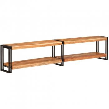 Mueble de TV madera maciza de acacia 200x30x40 cm Negro