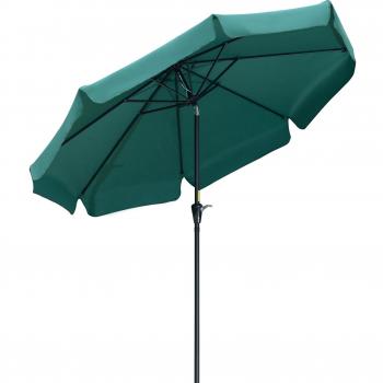 Sombrilla de Jardín Outsunny Ø266x248,5 cm UV50+ Aluminio Inclinable con Techo de Ventilación y Manivela - Verde