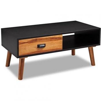 VidaXL Mesa de Centro de Madera de Acacia 90 x 50x 40 cm Color Negro y Marrón