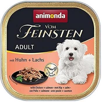 Animonda vom Feinsten Adult 44 x 150 g - Comida húmeda para perros con pollo y salmón en salsa, sin cereales ni azúcar
