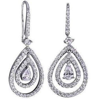 VIDAL & VIDAL Pendientes Circonitas Plata con baño de Platino