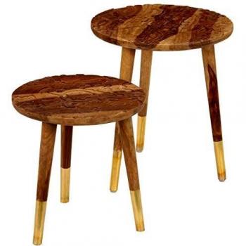 vidaXL Madera Maciza Mesas de Centro 2 Piezas Sheesham Decoración Salón Diseño