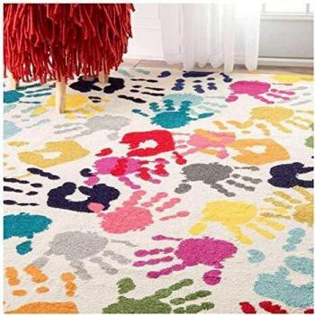 Alfombra infantil cuadrada 100x100 cm gris sintética con motivos unicolor