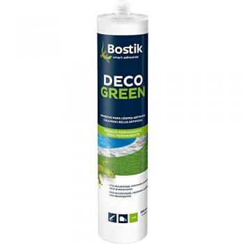 Bostik, Adhesivo para el pegado y reparación de césped artificial, Todo tipo de materiales, Para Interior/exterior, Sin disolventes, Deco Green, Color : Verde, Fijación discreta, Cartucho 290 ml