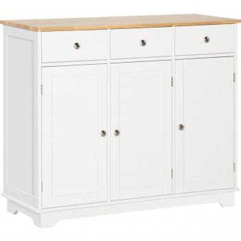 Aparador de Cocina HOMCOM con 3 Cajones y 3 Puertas Blanco