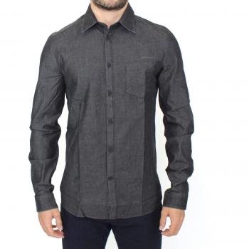 Ermanno Scervino Gray Stretch-Denim Casual Shirt for Men - Size XL