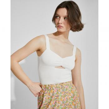Top de Punto Canalé de Tirantes con Cuello en V y Escote con Cut Out - Naelle