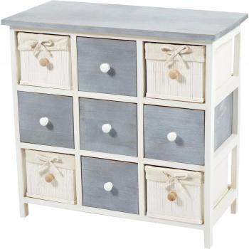 Locker 03154 – 06 Madera Estantería con 9 cajones, de Madera, Color Blanco/Gris, 60 x 30 x 58 cm