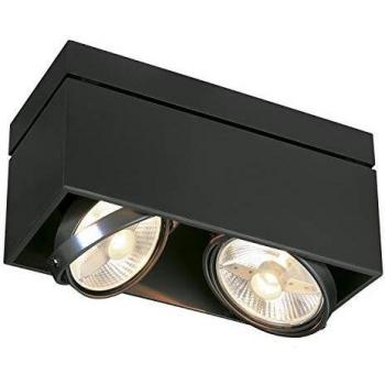 Lámpara de Techo Kardamod Cuadrada Negra, 2 Luces GU10, Máx. 2x75W, Acero, Longitud 31.5 cm
