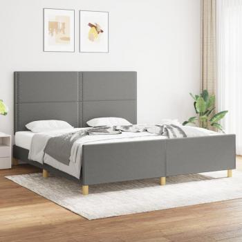 Cabecero de cama gris oscuro 180x200 cm con estructura de cama y tapizado en tela