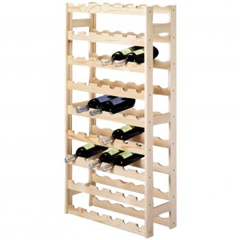 Botellero CHIARA, madera de pino natural sin acabar, máx. 54 botellas, ampliable - alt. 118 x anch. 67,5 x pr. 25 cm