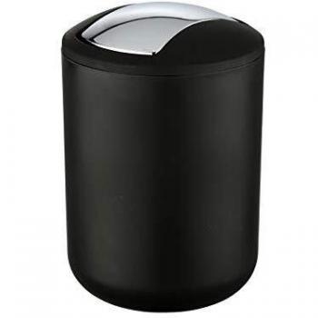 WENKO Cubo con tapa oscilante Brasil S negro - a prueba de rotura Capacidad: 2 l, Plástico
