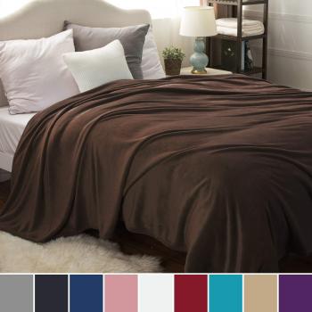 Bedsure Manta Cama 180 Invierno - Manta Sofa Extra Grande de Franela Suave, Mantas 270x230 cm Cubre Sofas, Marrón