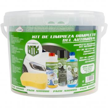Shinergy Pack de Limpieza Interior y Exterior con Cubo MTK, Contiene Todo los Necesario para una Limpieza Completa del vehículo