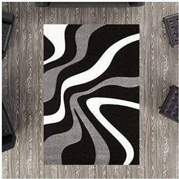 Alfombra moderna 120x170 cm - DIAMANTE OLAS Negra - Polipropileno - Un Amor de Alfombra