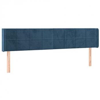 Cabecero con LED de terciopelo azul oscuro 203x16x78/88 cm