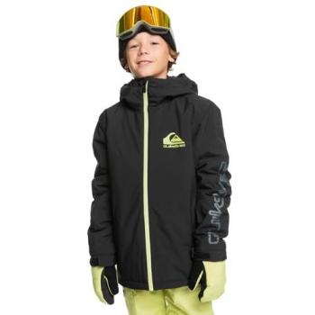 Chaqueta de esquí Quiksilver Morton negra mate verde junior, estándar para niños
