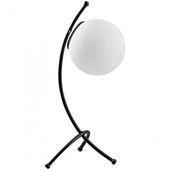 Lámpara de mesa Wonderlamp Kelen Opal Negro con tulipa minimalista y elegante diseño en cristal, incluye interruptor, ideal para dormitorio y salón