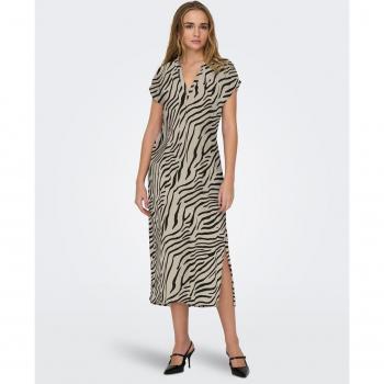 JDY Vestido midi de manga corta y cuello de pico