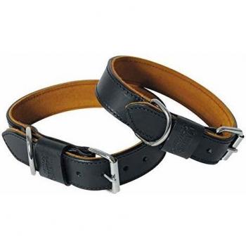 Collar Doble de Cuero para Perro Martin Sellier Negro y Marrón 25mm x 45cm