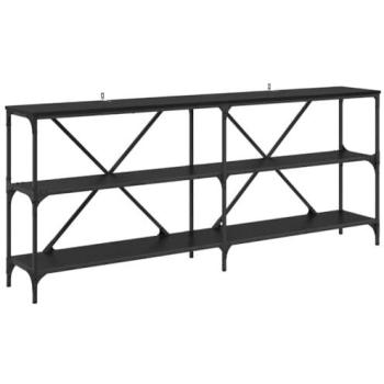 Mesa Consola Roble Negro 180 x 30 x 75 cm Madera Ingeniería con Estante