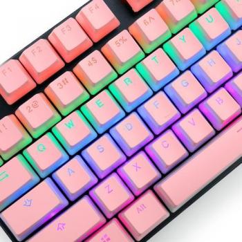 Redragon A130 Scarab Pink Pudding Keycaps Set, 26-Key Double-Shot Injection PBT Keycaps with Translucent Layer for Mechanical Keyboards