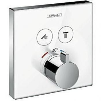 Hansgrohe 15738400 ShowerSelect Glass, termostato empotrado, blanco/cromo, 2 salidas
