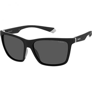 Polaroid PLD 2126/S Polarized Rectangle Sunglasses for Men - Black/Grey, Size 58MM