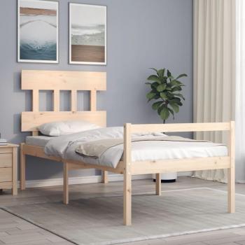 Estructura de Cama para Ancianos con Cabecero 90x200 cm en Madera Maciza
