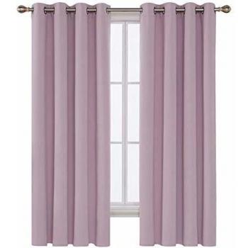 Deconovo Cortinas Opacas de Ventana con Ojales Aislamiento Térmico 2 Paneles 132 x 214 cm Rosa Claro