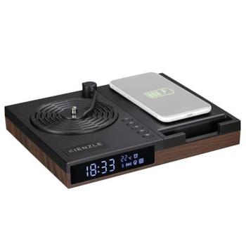 Despertador Kienzle Retro con Altavoz Bluetooth, Carga Inalámbrica, Pantalla de Temperatura e Iluminación Ambiental