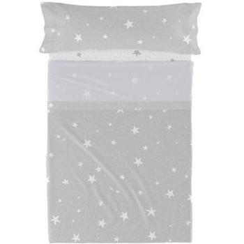 Juego de Sábanas HappyFriday Basic Kids Little Star Gris 100% Algodón Cama de 105 (180x270 cm) 2 Piezas