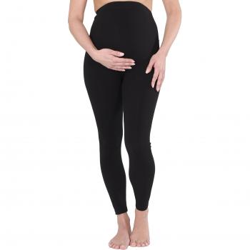 Herzmutter Mallas de maternidad - Calzas de maternidad de algodón - Leggings para futura mamá - Pantalones de maternidad mate - Negro-Azul-Gris – 1500