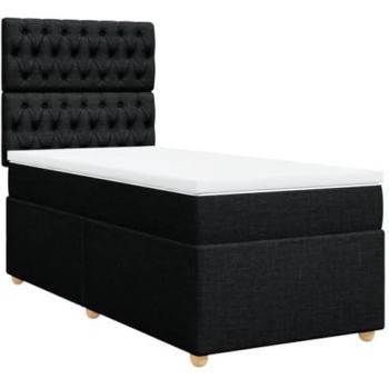 Bastidor de cama box spring con colchón negro 90x190 cm en tela