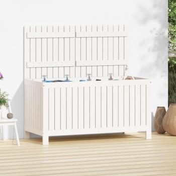 Caja de Almacenaje Jardín de Madera de Pino Blanco 121x55x64 cm