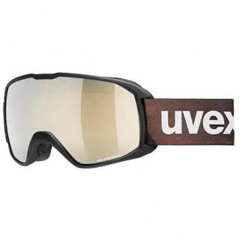Máscara de esquí Uvex Xcitd Colorvision con lente espejada beige, color marrón, diseño black mat y lentes en color copper-green