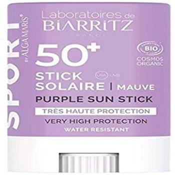 Stick Solar Sport SPF50+ Lila 12g - Algamaris, Laboratoires de Biarritz, protección solar alta, resistente al agua, formato stick