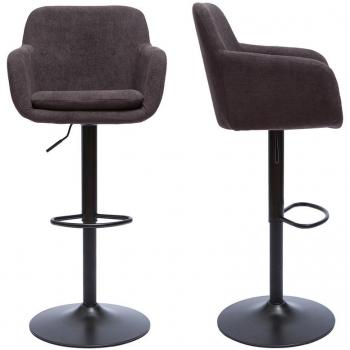 Set de 2 taburetes de cocina regulables efecto aterciopelado gris oscuro AMIKA