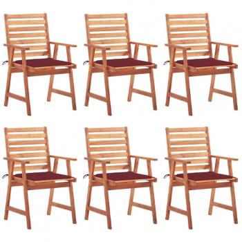 vidaXL - Conjunto de sillas de comedor para jardín con cojines, 6 unidades en madera maciza de acacia