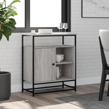 Aparador de madera de ingeniería 90x34x80 cm, mueble de almacenaje de salón, buffet para salón, armario auxiliar, armario de almacenamiento en color gris Sonoma