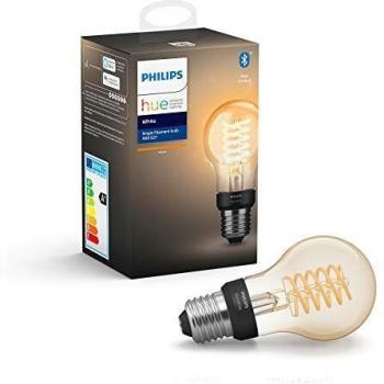 Philips Hue - Bombilla inteligente filamento, E27, Estándar, Luz cálida regulable, 7W, Compatible con Alexa y Google Home - Pack de 1 Bombilla LED inteligentes