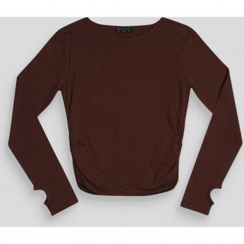Curve Ruched Side Lounge Top in Chocolate (UK 20)