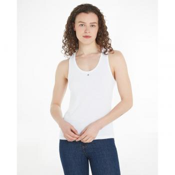 Camiseta deportiva de tirantes Tommy Hilfiger Essentials Slim Flag blanca para mujer - Talla M